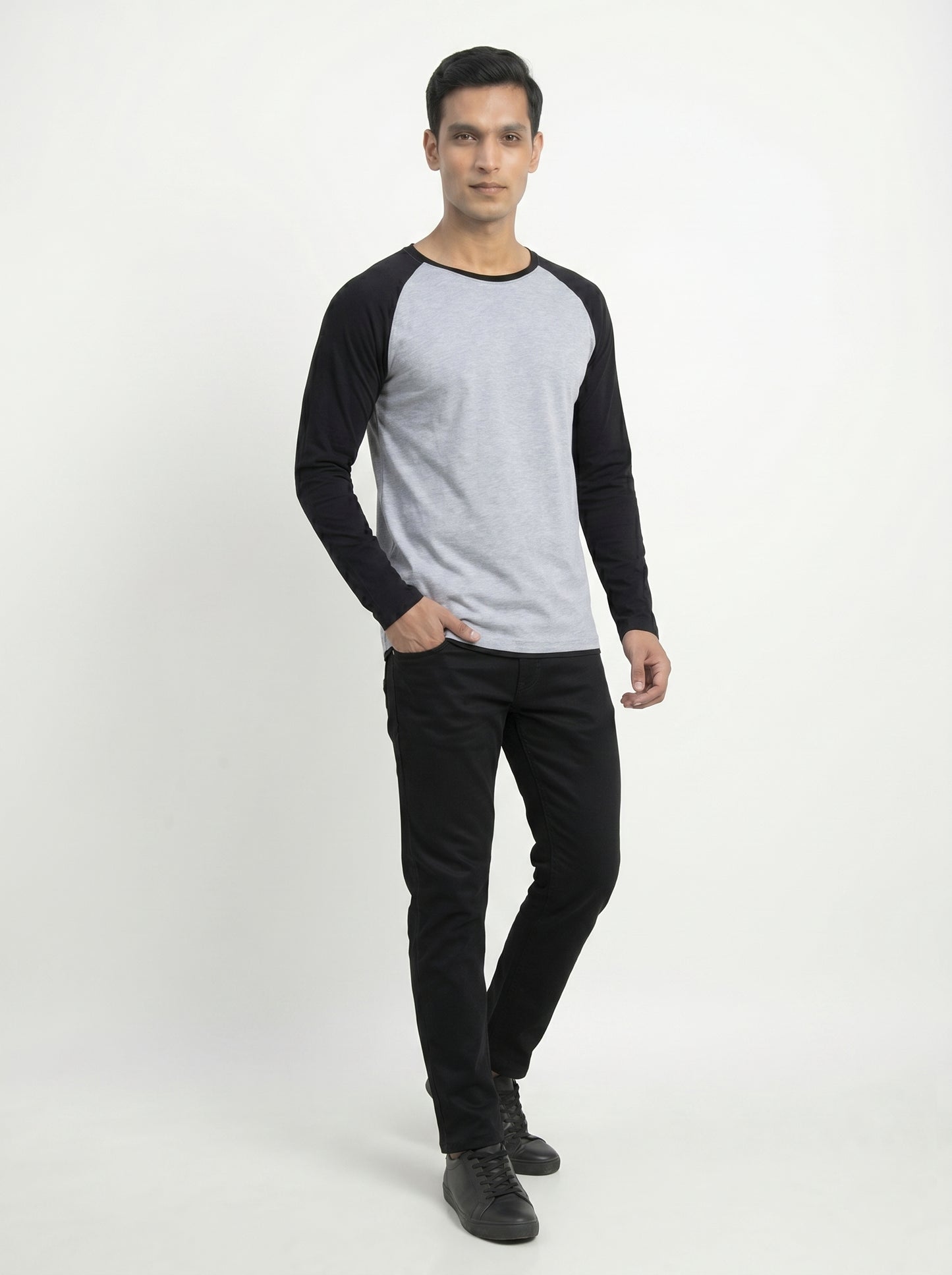 Men’s Raglan Full Sleeve 100% Cotton Soft & Comfortable Fit T-Shirt