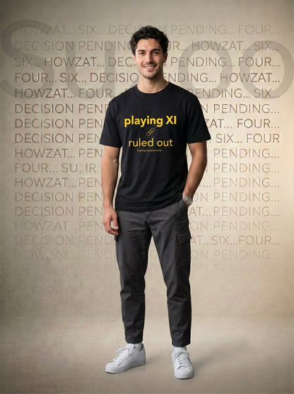 Playing XI Ruled Out Graphic T-Shirt – Oversized Fit Premium Cotton (Unisex)