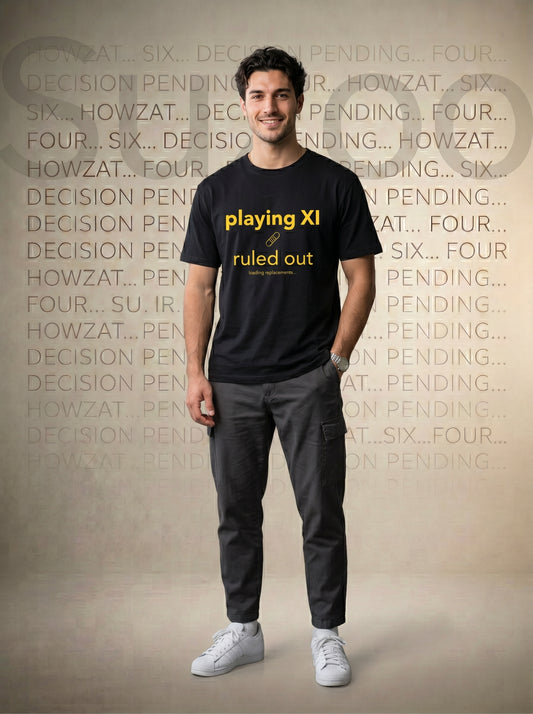 Playing XI Ruled Out Graphic T-Shirt – Oversized Fit Premium Cotton (Unisex)