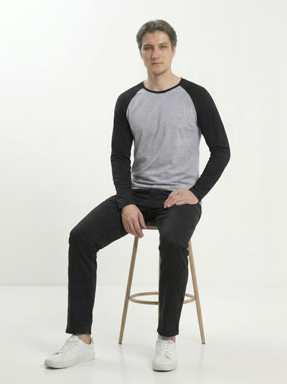 Men’s Raglan Full Sleeve 100% Cotton Soft & Comfortable Fit T-Shirt