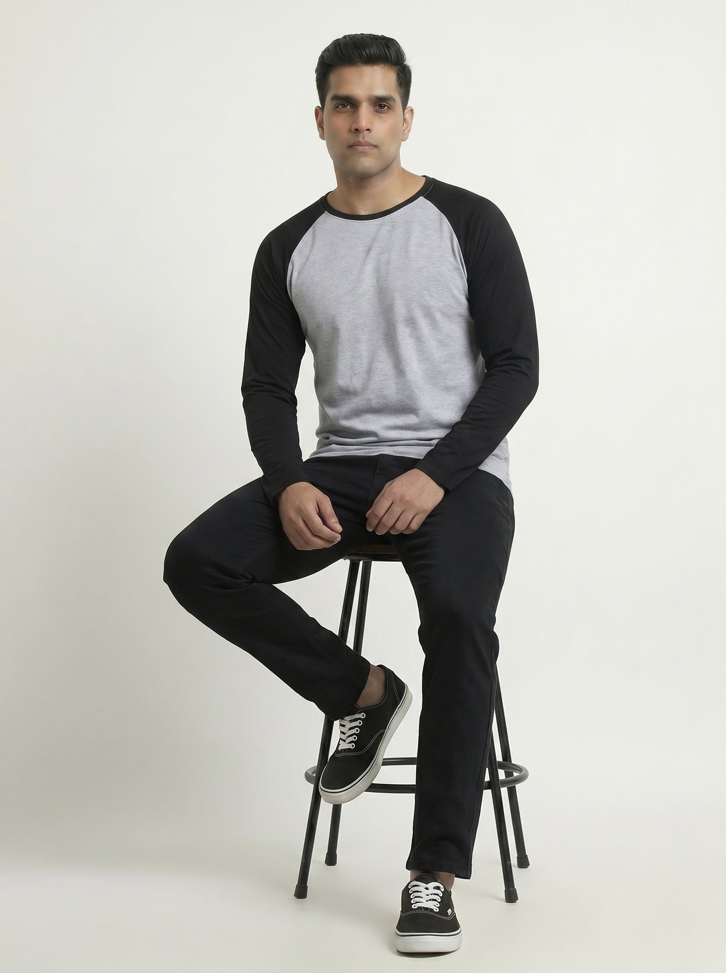Men’s Raglan Full Sleeve 100% Cotton Soft & Comfortable Fit T-Shirt
