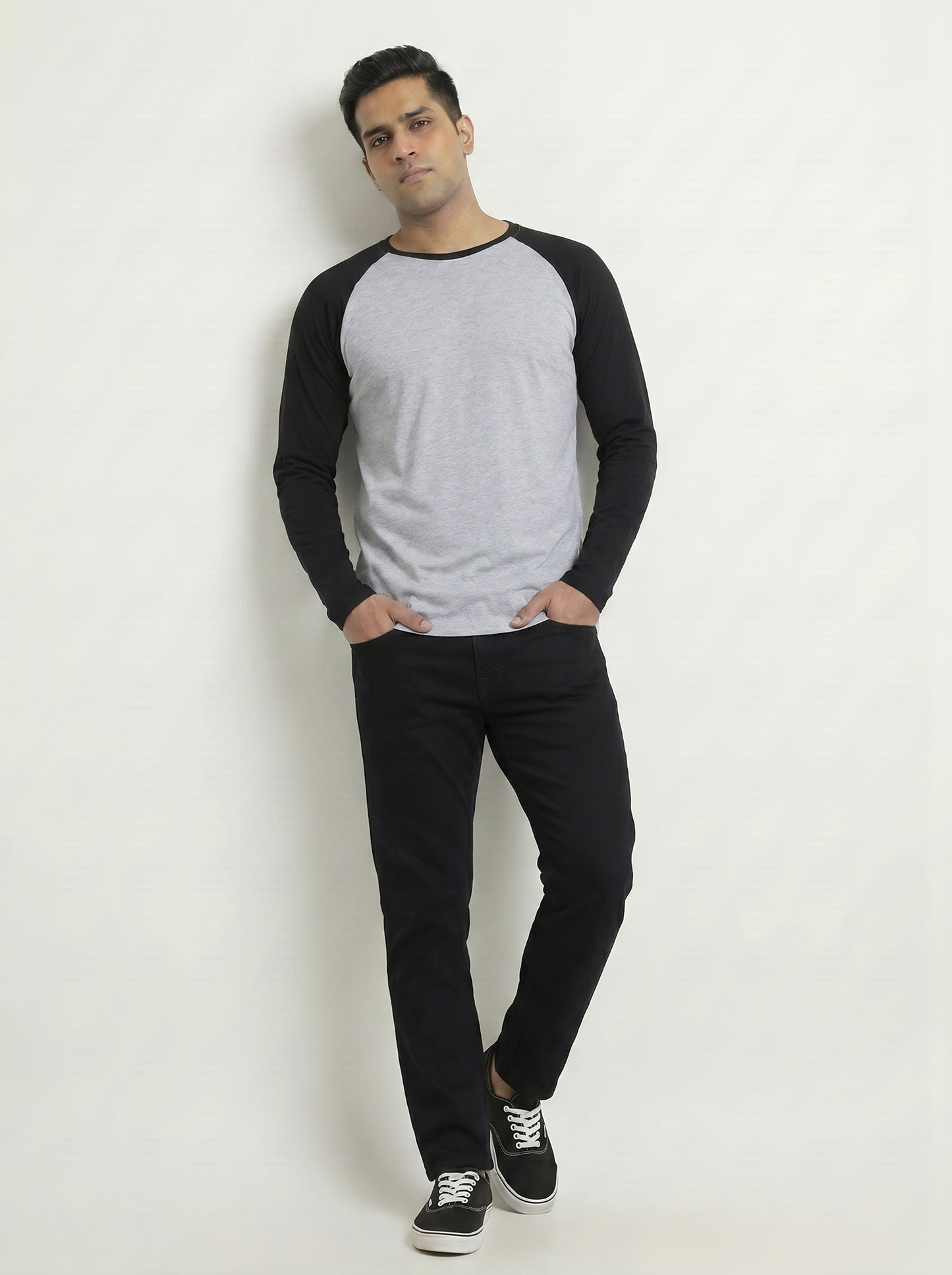 Men’s Raglan Full Sleeve 100% Cotton Soft & Comfortable Fit T-Shirt