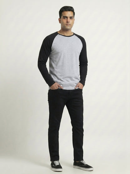 Men’s Raglan Full Sleeve 100% Cotton Soft & Comfortable Fit T-Shirt