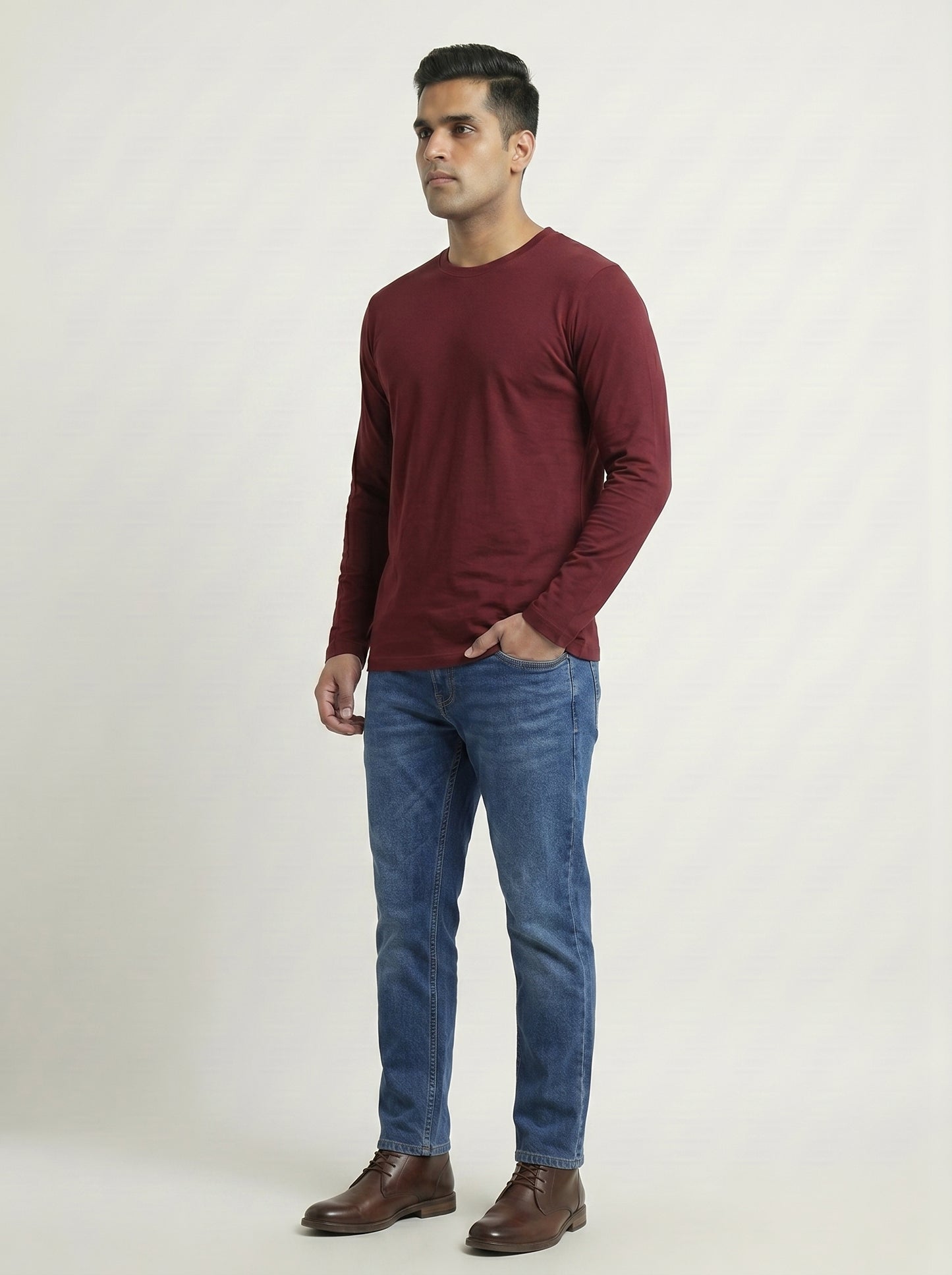Men’s Regular Fit Full Sleeve T-Shirt – 100% Cotton, Soft & Comfortable