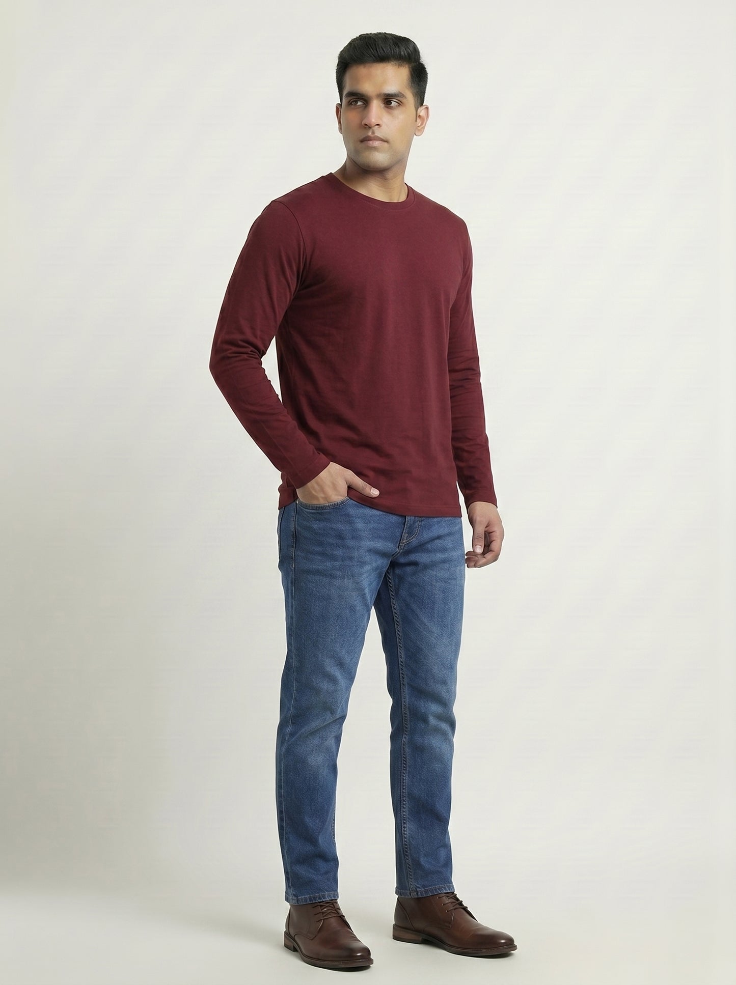 Men’s Regular Fit Full Sleeve T-Shirt – 100% Cotton, Soft & Comfortable