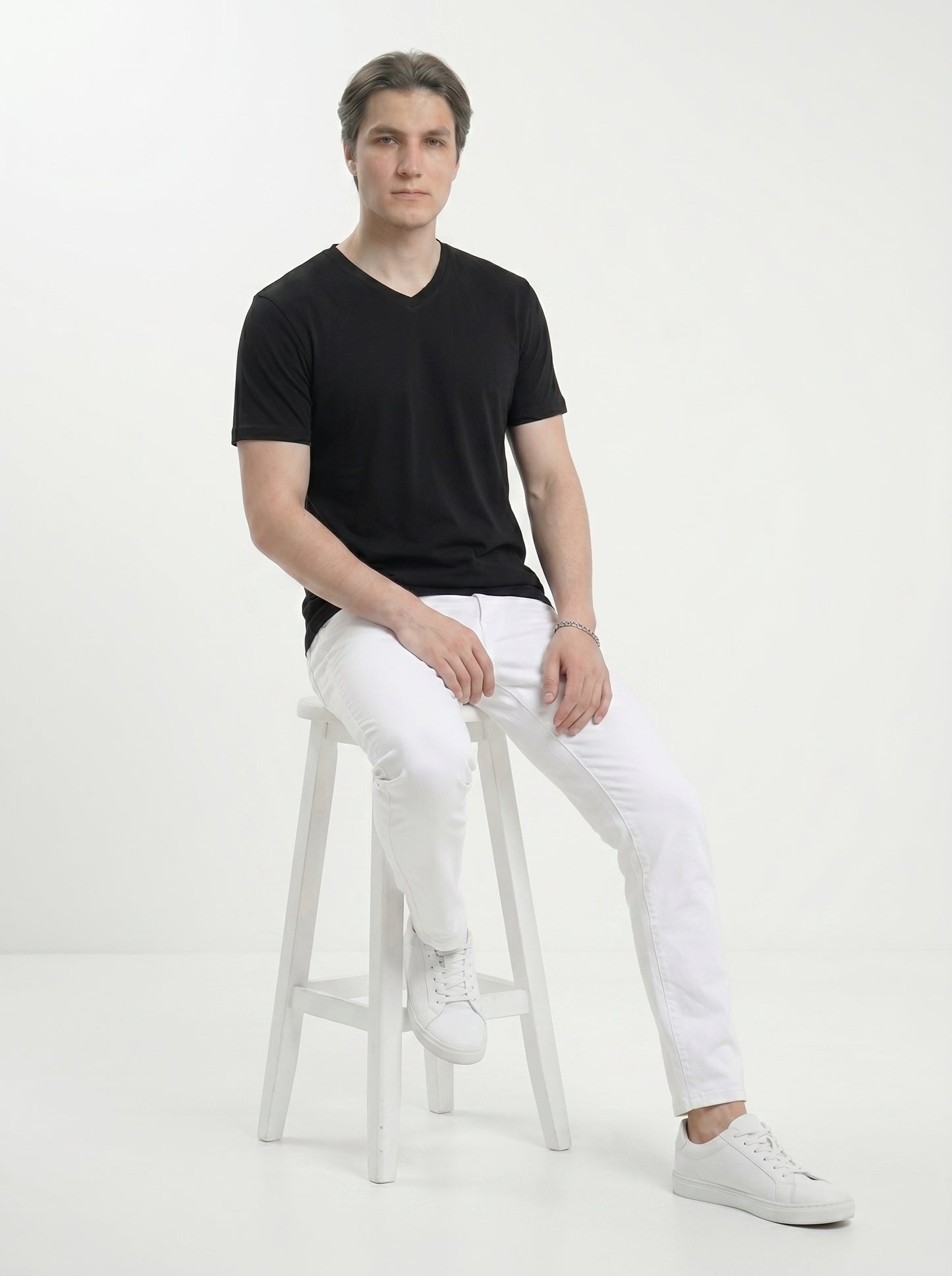 Men’s Regular Fit V-Neck Half Sleeve T-Shirt – 100% Cotton, Soft & Comfortable