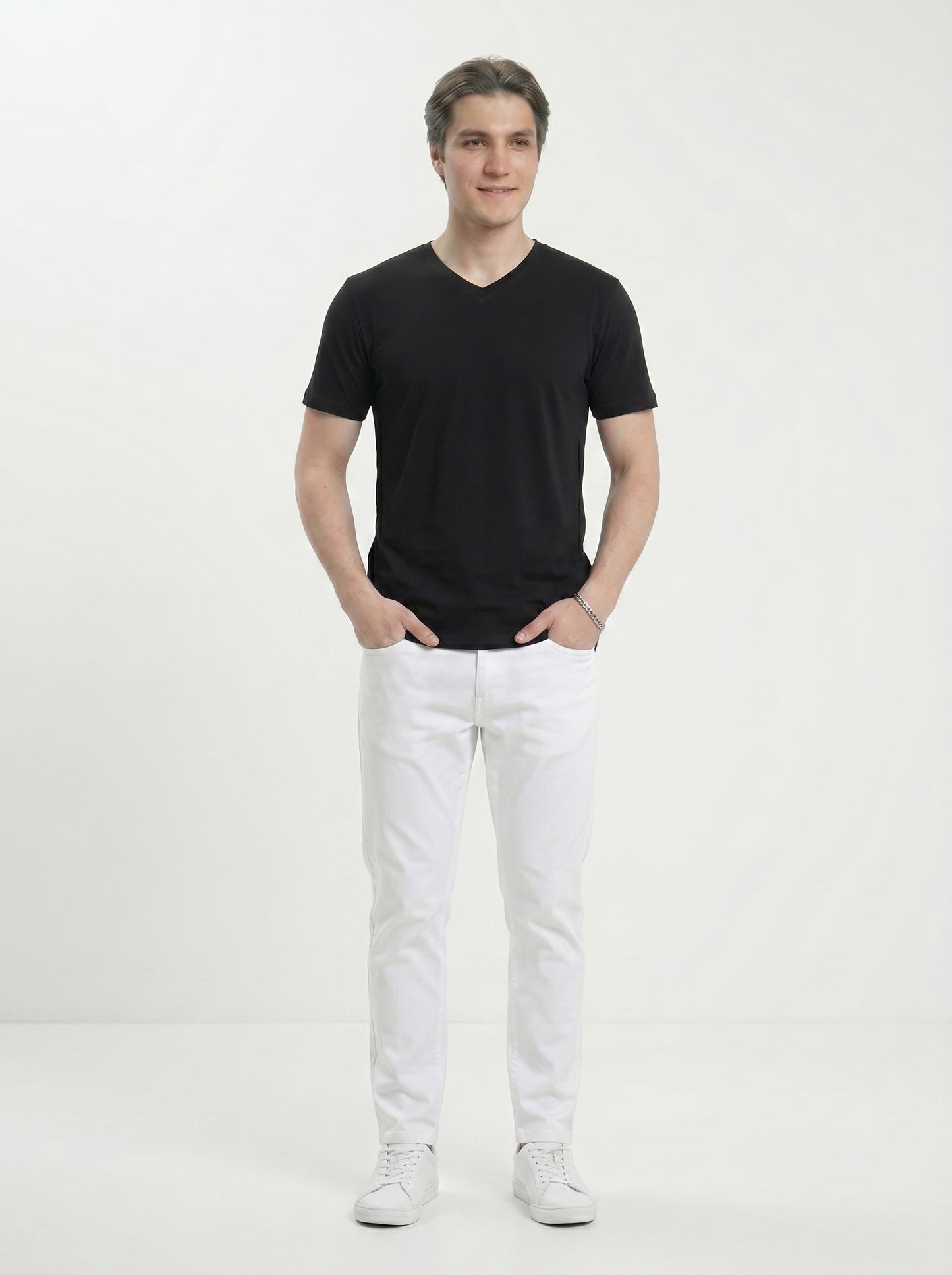 Men’s Regular Fit V-Neck Half Sleeve T-Shirt – 100% Cotton, Soft & Comfortable