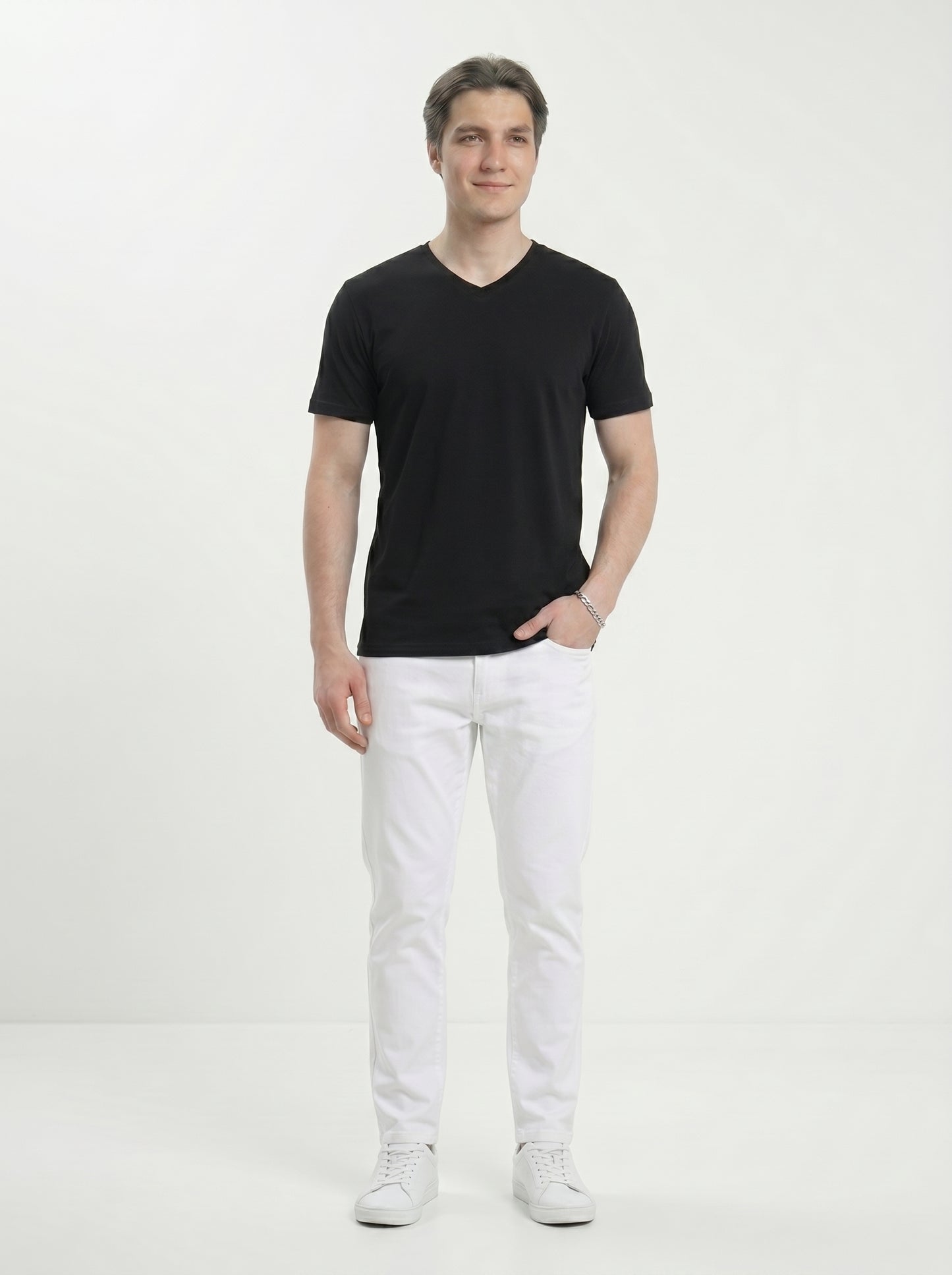 Men’s Regular Fit V-Neck Half Sleeve T-Shirt – 100% Cotton, Soft & Comfortable