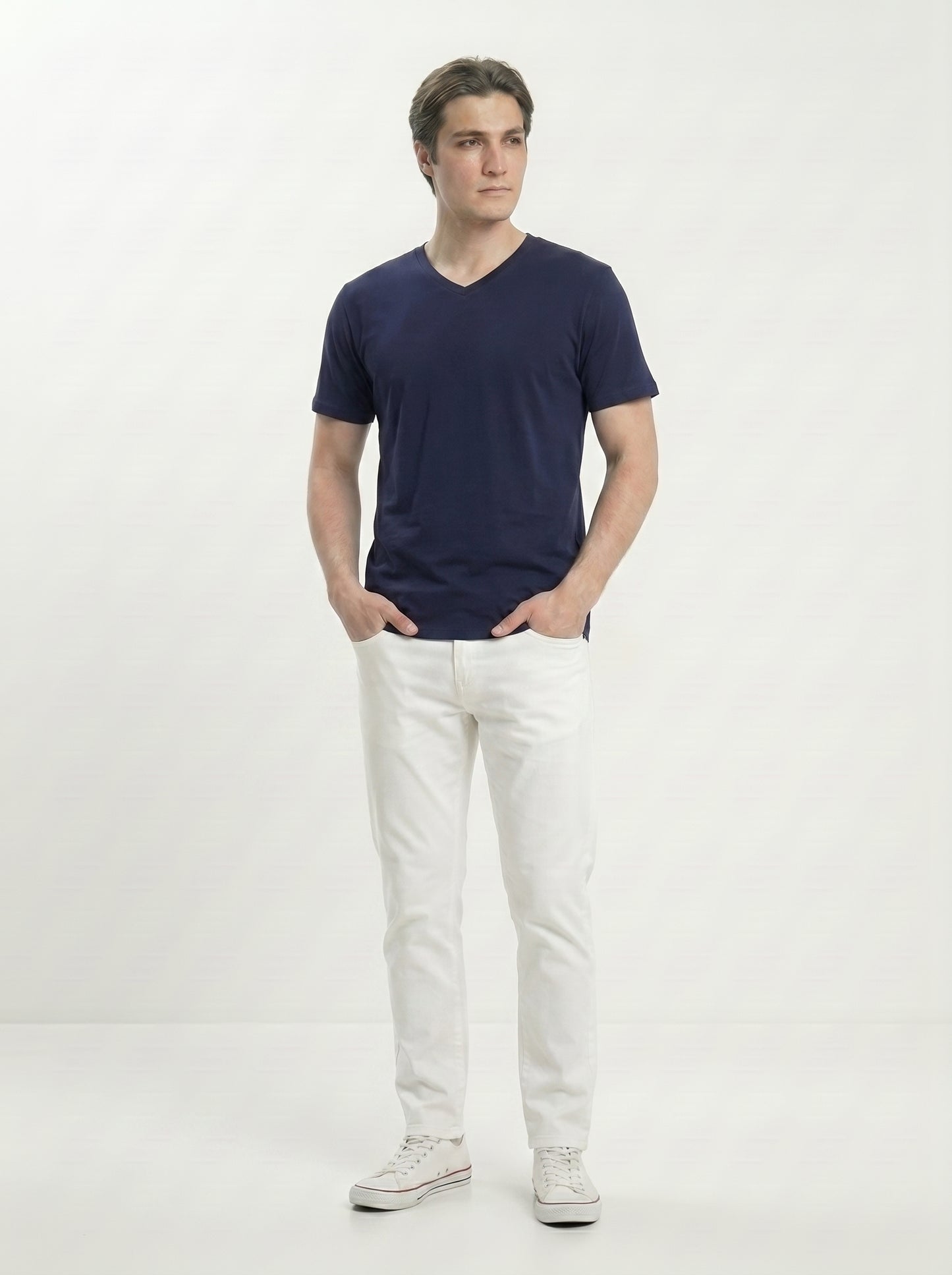 Men’s Regular Fit V-Neck Half Sleeve T-Shirt – 100% Cotton, Soft & Comfortable