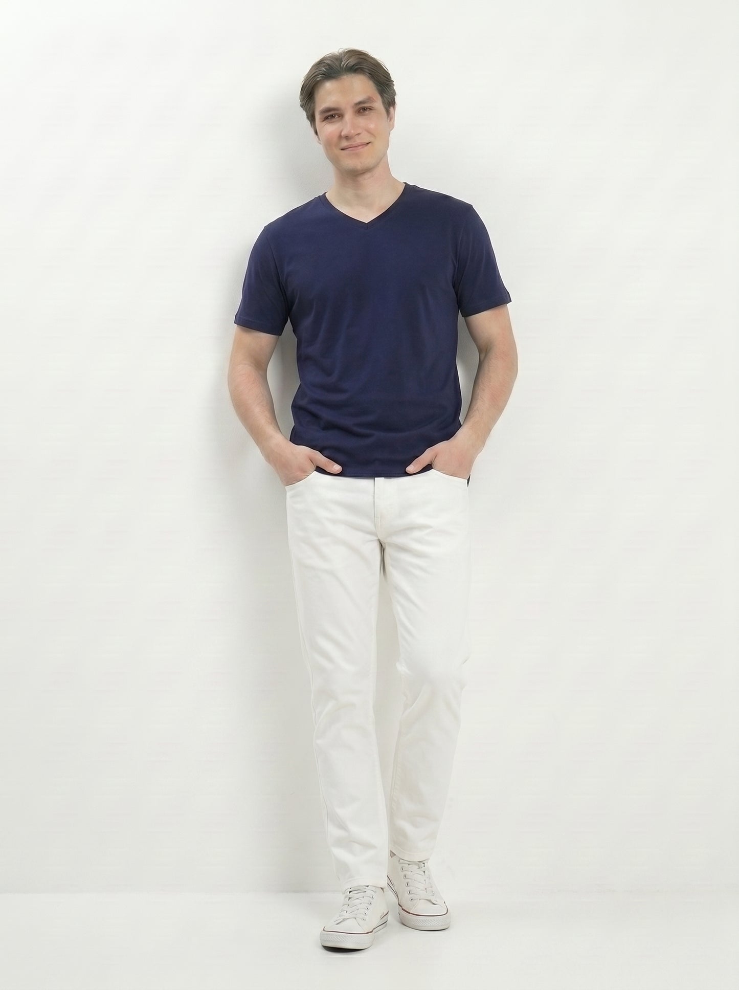 Men’s Regular Fit V-Neck Half Sleeve T-Shirt – 100% Cotton, Soft & Comfortable