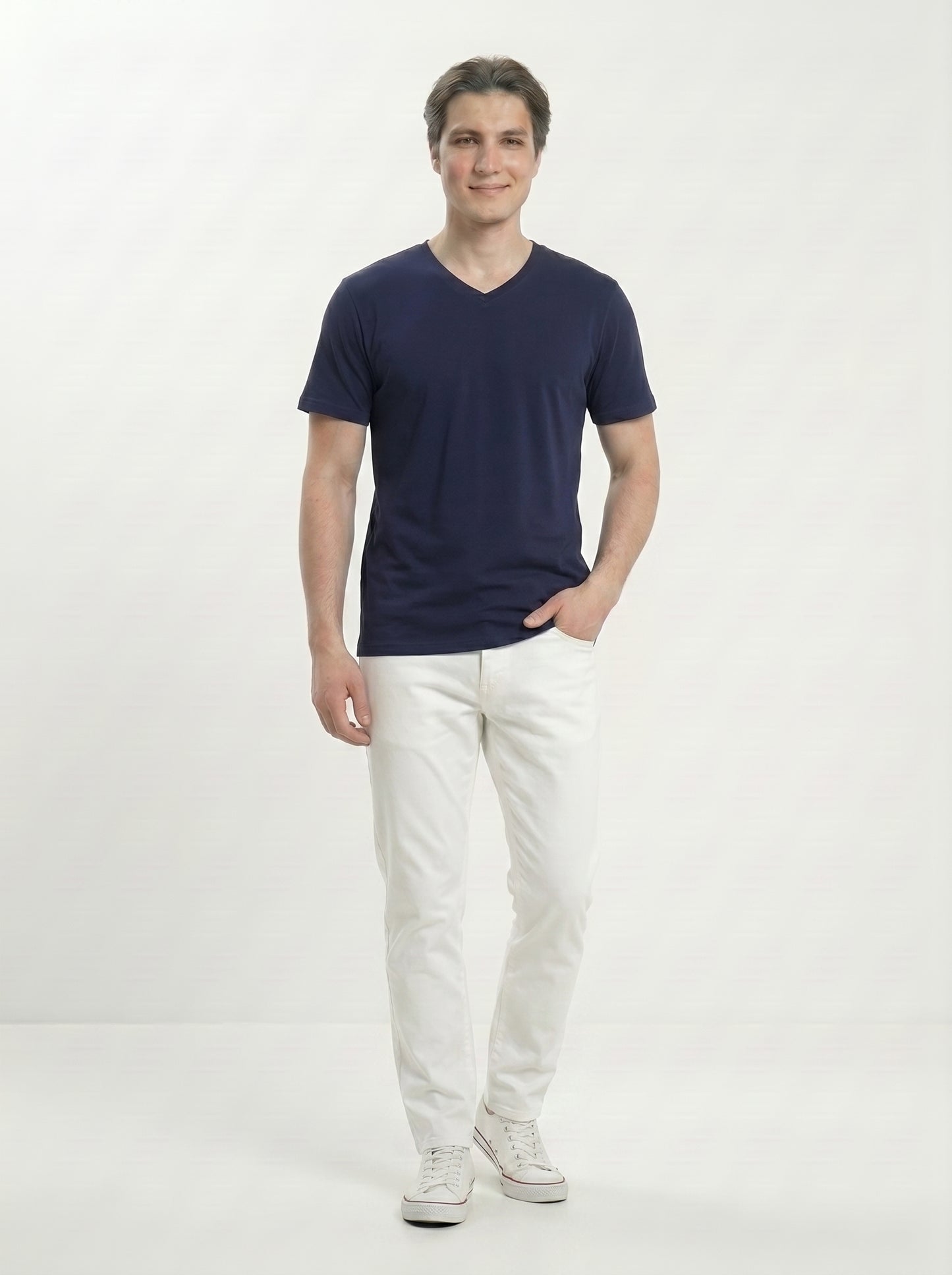 Men’s Regular Fit V-Neck Half Sleeve T-Shirt – 100% Cotton, Soft & Comfortable