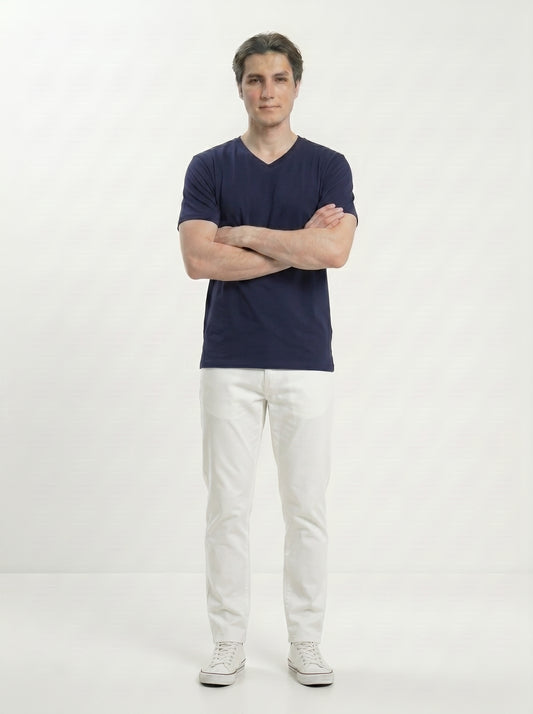 Men’s Regular Fit V-Neck Half Sleeve T-Shirt – 100% Cotton, Soft & Comfortable