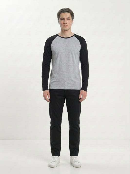 Men’s Raglan Full Sleeve 100% Cotton Soft & Comfortable Fit T-Shirt