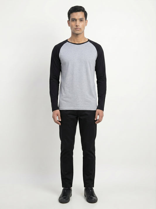 Men’s Raglan Full Sleeve 100% Cotton Soft & Comfortable Fit T-Shirt