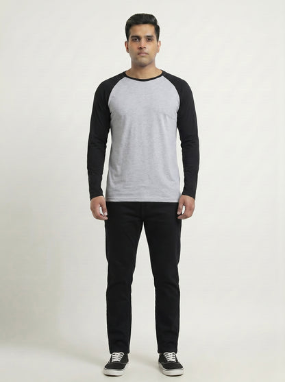 Men’s Raglan Full Sleeve 100% Cotton Soft & Comfortable Fit T-Shirt